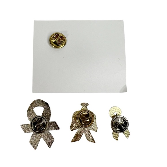 Lot of 4 Ribbon Lapel Pins Breast Cancer & One Less Wildfire - Picture 6 of 7